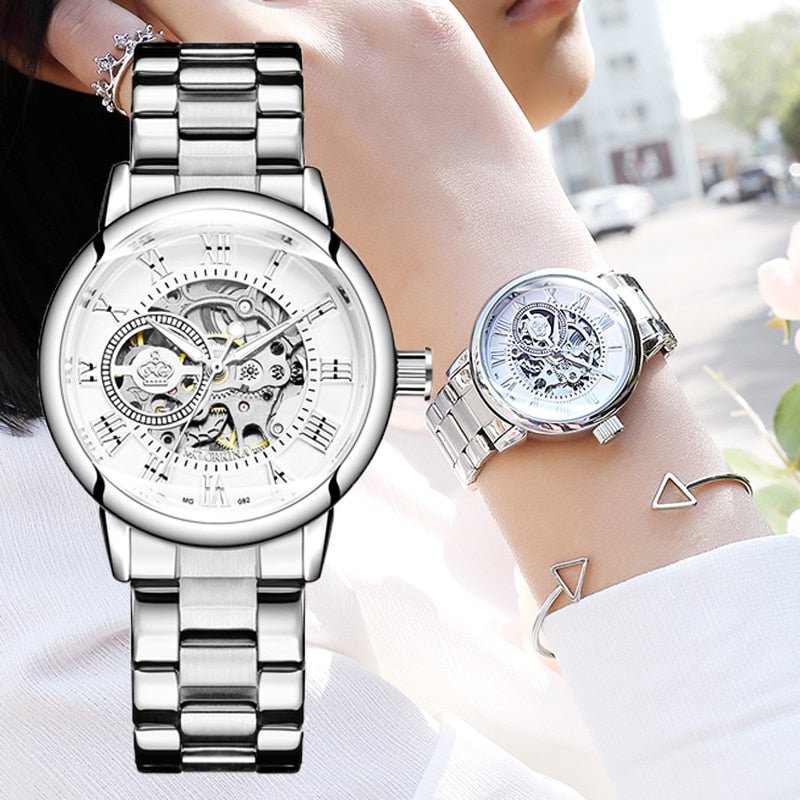 Women's automatic 2025 skeleton watch