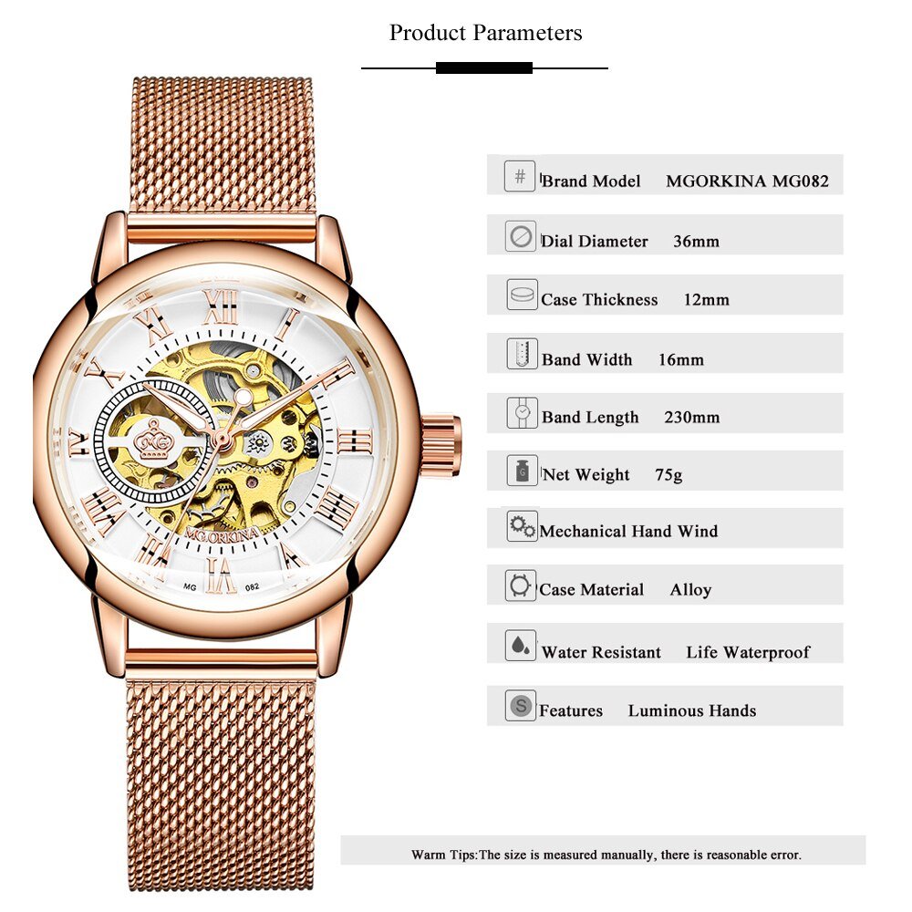 2023 MGORKINA Women's Automatic Skeleton Wristwatch - Westies Watches