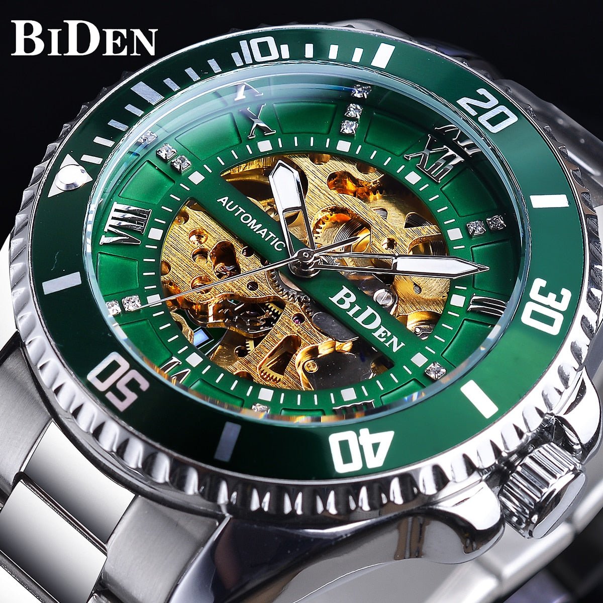 BIDEN 2023 Men's Skeleton Dial Automatic Watch - Westies Watches