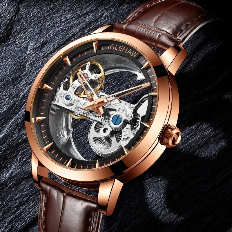 GLENAW Men's Automatic Skeleton Wristwatch - Westies Watches