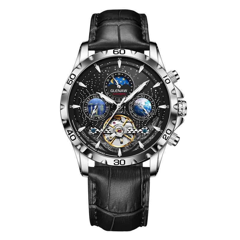 GLENAW Men's MOON Automatic Skeleton Wristwatch - Westies Watches