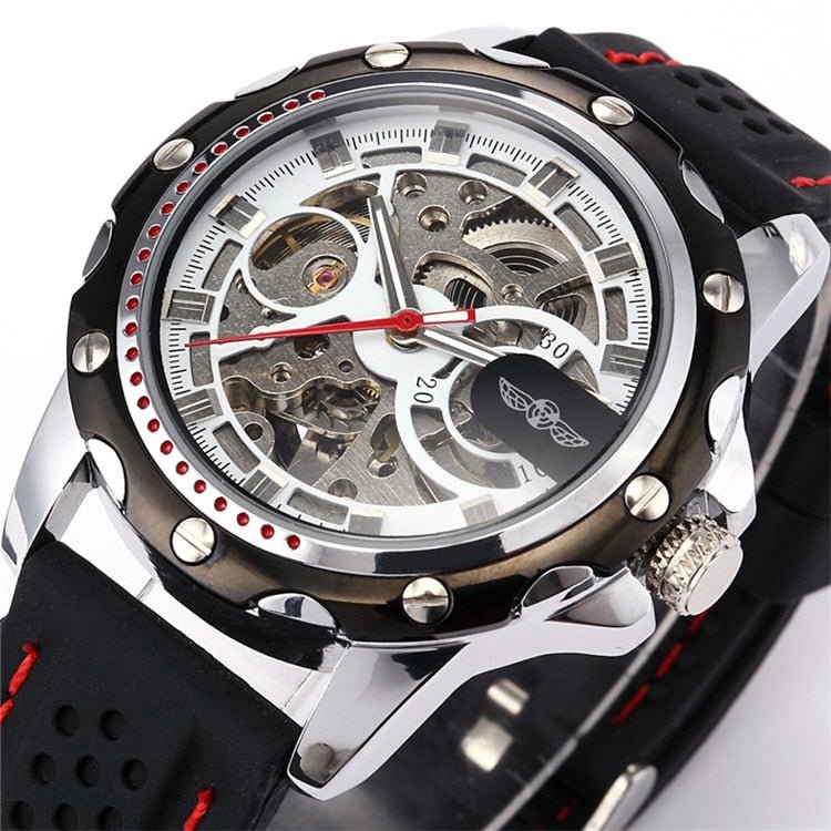 Men's Automatic Skeleton Watch with Rubber Strap - Westies Watches
