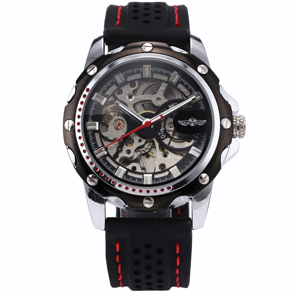 Men's Automatic Skeleton Watch with Rubber Strap - Westies Watches