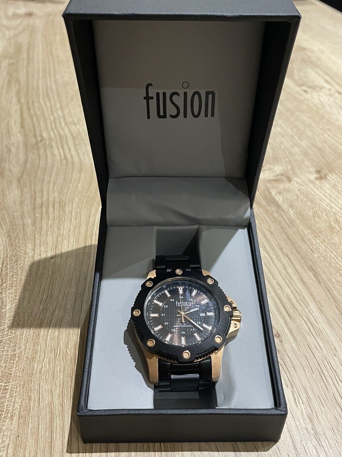 New Fusion FUS07 mens Quartz wristwatch black stainless - Westies Watches