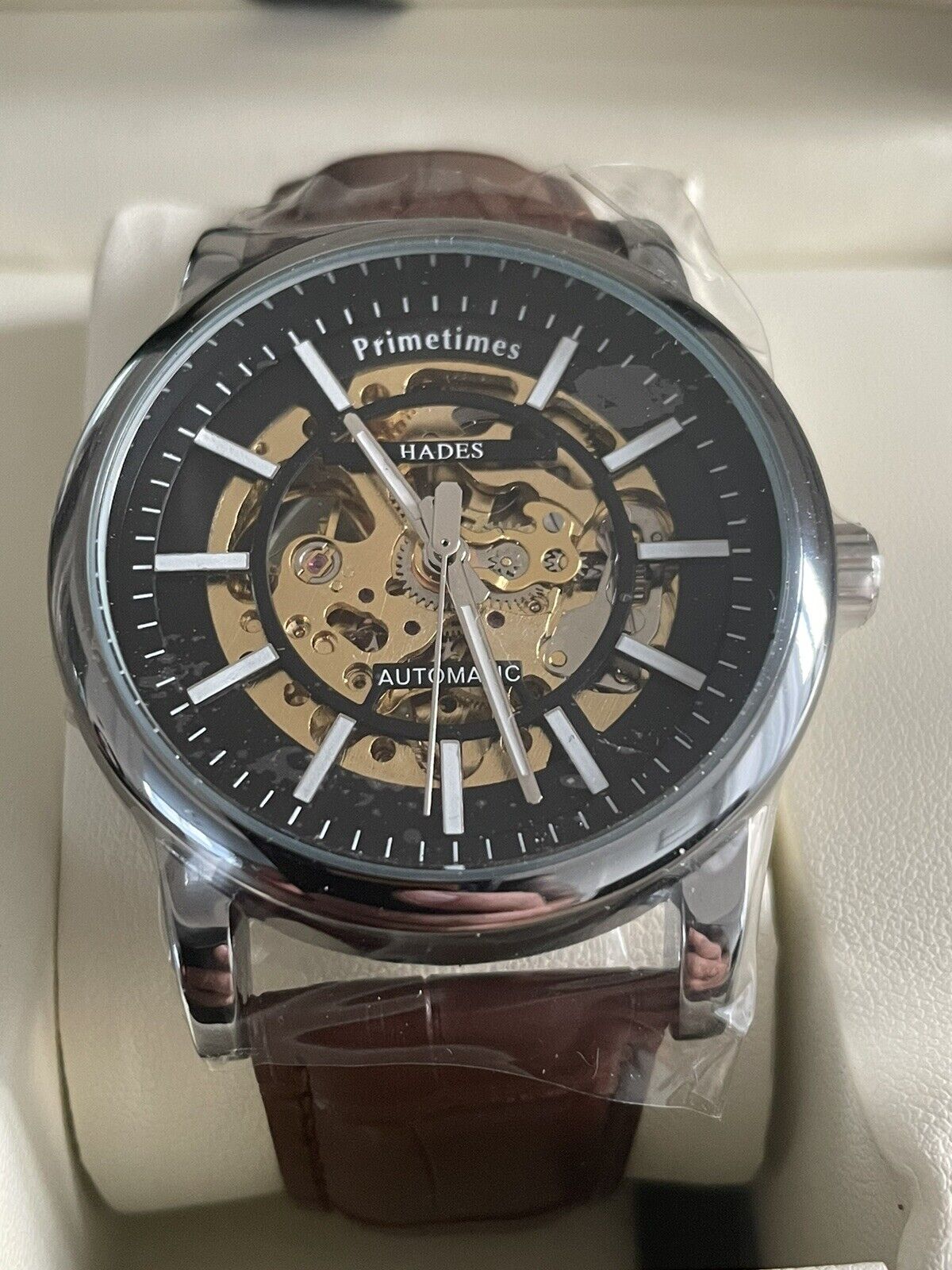 New Primetimes HADES Automatic watch #PT1938 (Brown Leather Strap) - Westies Watches