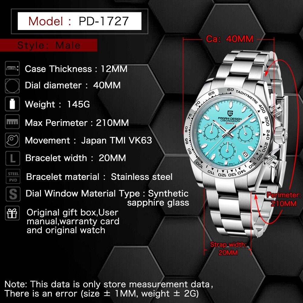 PAGANI Sports Chronograph Quartz Wristwatches - Westies Watches