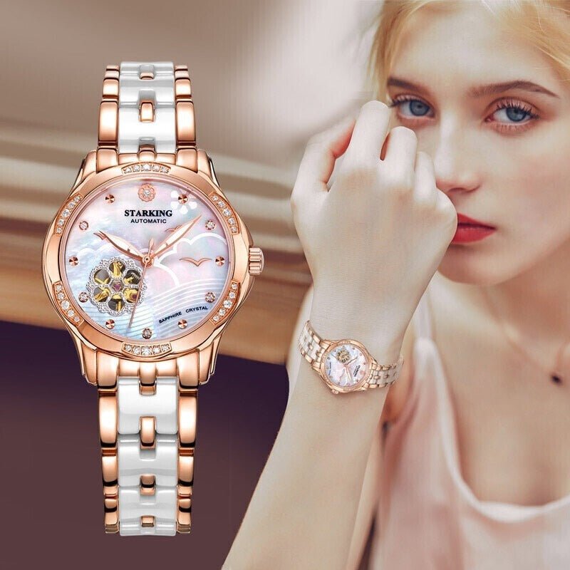 STARKING 34mm Ladies Automatic Watch with Open Heart Design - Westies Watches